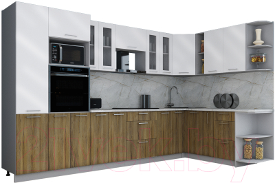 Кухонный гарнитур Интерлиния Мила Gloss 1.88x3.4 правая