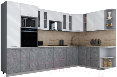 Кухонный гарнитур Интерлиния Мила Gloss 1.88x3.4 правая