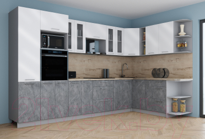 Купить Кухонный гарнитур Интерлиния Мила Gloss 1.88x3.4 правая  
