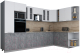 Готовая кухня Интерлиния Мила Gloss 1.88x3.4 правая (белый софт/керамика/травертин серый) - 