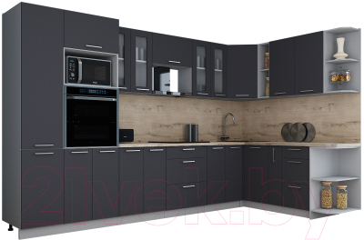 Кухонный гарнитур Интерлиния Мила Gloss 1.88x3.4 правая