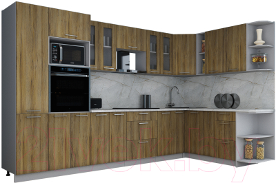 Кухонный гарнитур Интерлиния Мила Gloss 1.88x3.4 правая