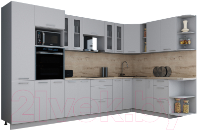 Кухонный гарнитур Интерлиния Мила Gloss 1.88x3.4 правая