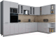Готовая кухня Интерлиния Мила Gloss 1.88x3.4 правая (пепел софт/пепел софт/травертин серый) - 