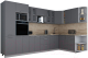 Готовая кухня Интерлиния Мила Gloss 1.88x3.4 правая (серый софт/серый софт/травертин серый) - 