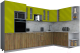 Готовая кухня Интерлиния Мила Gloss 1.88x3.4 правая (черный глянец/дуб вотан/травертин серый) - 