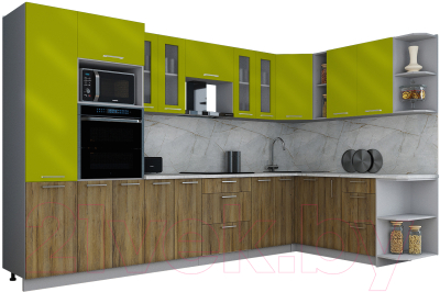 Кухонный гарнитур Интерлиния Мила Gloss 1.88x3.4 правая