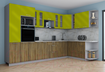 Купить Кухонный гарнитур Интерлиния Мила Gloss 1.88x3.4 правая  
