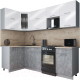 Готовая кухня Интерлиния Мила Gloss 50-12x24 (белый глянец/керамика/травертин серый) - 