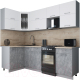 Готовая кухня Интерлиния Мила Gloss 50-12x24 (белый софт/керамика/травертин серый) - 