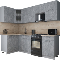 Кухонный гарнитур Интерлиния Мила Gloss 50-12x24 (керамика/керамика/травертин серый) - 