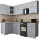 Кухонный гарнитур Интерлиния Мила Gloss 50-12x24 (пепел софт/керамика/травертин серый) - 