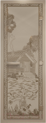Стеклянная дверь для бани/сауны Doorwood Хамам Банька в лесу 70x190 / DW00594