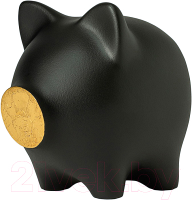Копилка Pig Bank By Свинка (L, черный/золотой пятачок)