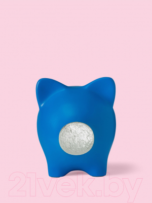 Копилка Pig Bank By Свинка (L, синий/серебристый пятачок)