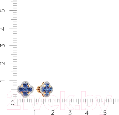 Серьги из розового золота ZORKA 3D1098.14K.R (с сапфирами и бриллиантом)