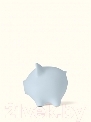 Копилка Pig Bank By Свинка (M, голубой/серебристый пятачок)