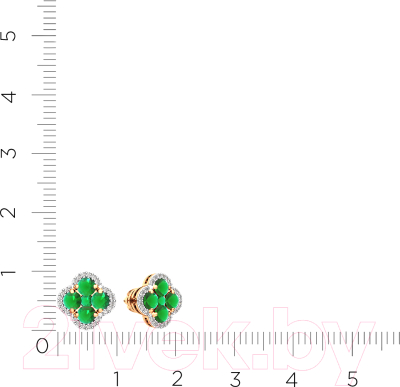 Серьги из розового золота ZORKA 3D2098.14K.R (с изумрудами и бриллиантом)