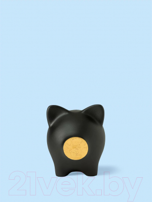 Копилка Pig Bank By Свинка (M, черный/золотой пятачок)
