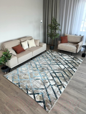 Ковер Radjab Carpet Белла Прямоугольник K551B / 7566RK (2.4x3.4, Cream Shirink/Blue Fdy)