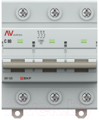 Выключатель автоматический EKF Averes AV-125 3P 80A (C) 10kA / mcb125-3-80C-av
