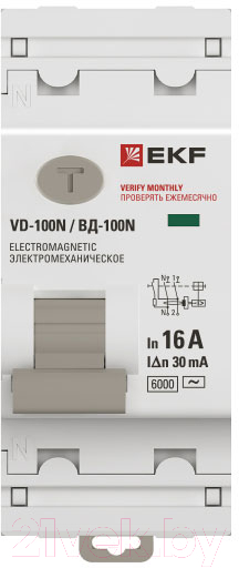 Дифференциальный автомат EKF PROxima ВД-100N 2п 16А 30мА AC 6кА / E1026M1630