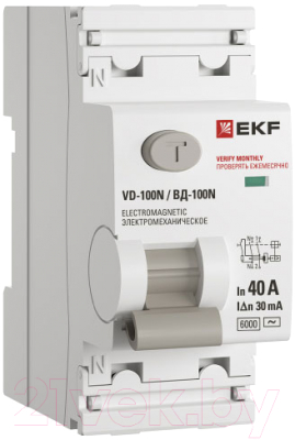 Дифференциальный автомат EKF PROxima ВД-100N 2п 40А 30мА AC 6кА / E1026M4030