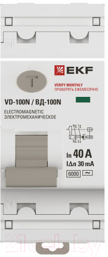 Дифференциальный автомат EKF PROxima ВД-100N 2п 40А 30мА AC 6кА / E1026M4030