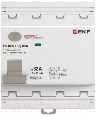 Дифференциальный автомат EKF PROxima ВД-100N 4п 32А 30мА AC 6кА / E1046M3230