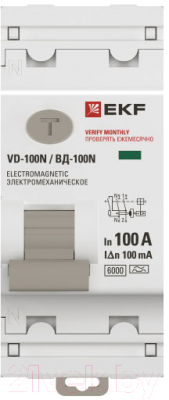 Дифференциальный автомат EKF PROxima ВД-100N 2п 100А 100мА A 6кА / E1026MA100100