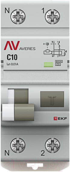 Дифференциальный автомат EKF Averes DVA-6 2P (1P+N) C 10А 10мА A 6кА / rcbo6-1pn-10C-10-a-av