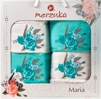 Набор полотенец Merzuka Maria / 11851 (4шт, в коробке, бирюзовый)