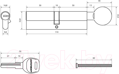 Цилиндровый механизм замка Аллюр HD FG 110-5К CP 55x55G (хром)