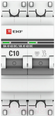 Выключатель автоматический EKF PROxima 2P 10А (C) 6кА ВА 47-63 DC / mcb4763-DC-2-10C-pro