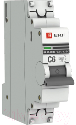 Выключатель автоматический EKF PROxima 1P 6А (C) 6кА ВА 47-63 DC / mcb4763-DC-1-06C-pro