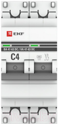Выключатель автоматический EKF PROxima 2P 4А (C) 6кА ВА 47-63 DC / mcb4763-DC-2-04C-pro