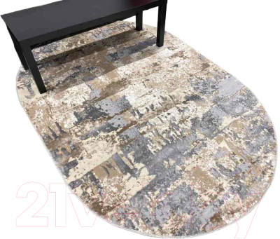 Ковер Radjab Carpet Белла Овал D056A / 9339RK (1.6x3, Cream Shirink/Vizon Fdy)