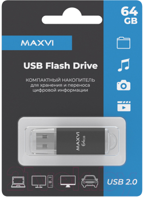 Usb flash накопитель Maxvi MP 64GB 2.0 (черный)
