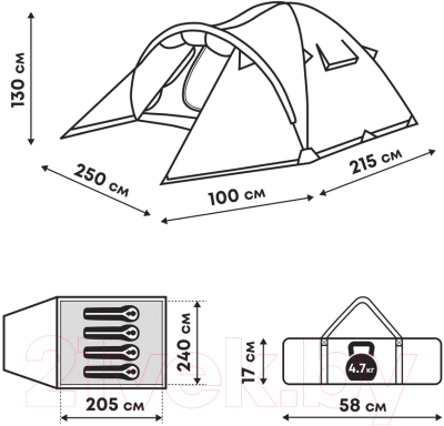Палатка RSP Outdoor Deep 4 / T-DE-4-GN