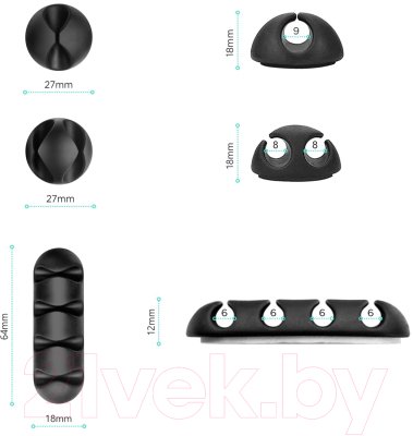 Набор держателей для проводов Onkron CM-1 (черный)