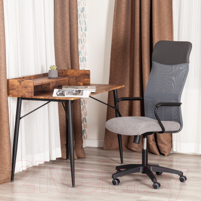 Кресло офисное Tetchair Practic флок/кожзам (серый)