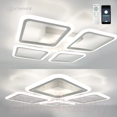 Люстра Estares Sonne 120W 4S-APP-550x550x70-WHITE/WHITE-220-IP20