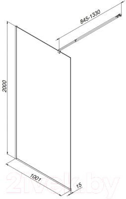 Душевая стенка AM.PM Func 100x200 / W84WI-100-F1-BTE (черный/прозрачное стекло)
