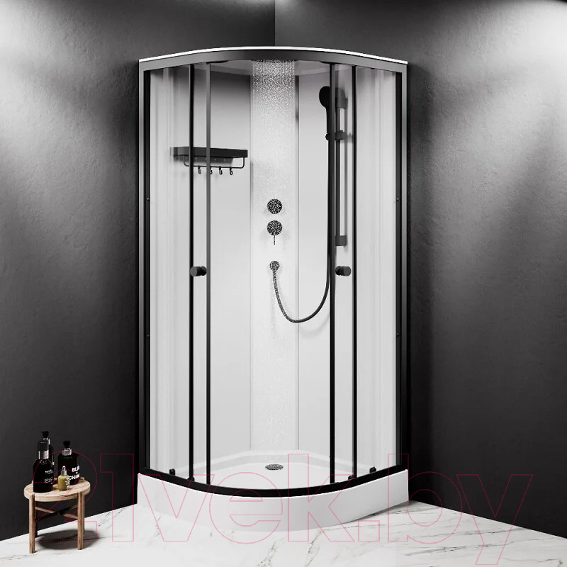 Душевая кабина AM.PM X-Joy 90x90 / W94C-401-090BT (черный матовый/прозрачное стекло) — фото 6