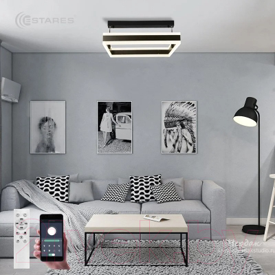 Потолочный светильник Estares Stella 100WS-APP-500x500x1200-BLACK/WHITE-220-IP20