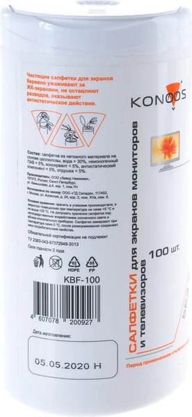 Салфетки для ухода за техникой Konoos KBF-100 (100шт)