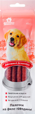 Лакомство для собак Домашний деликатес Палочки из филе говядины (45г) -