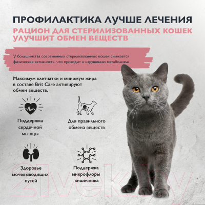 Сухой корм для кошек Brit Care Cat Sterilised Metabolic с индейкой / 5066179 (1.5кг)