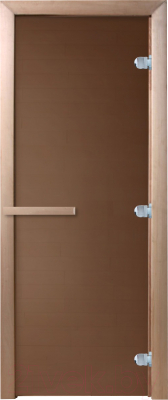 Стеклянная дверь для бани/сауны Doorwood Теплая ночь 190x80 (бронза матовая, коробка хвоя)