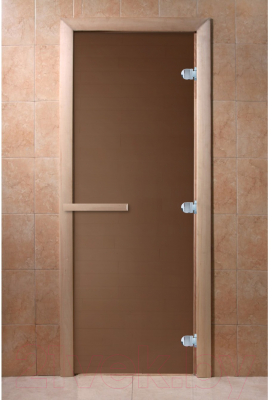 Стеклянная дверь для бани/сауны Doorwood Теплая ночь 190x80 (бронза матовая, коробка хвоя)